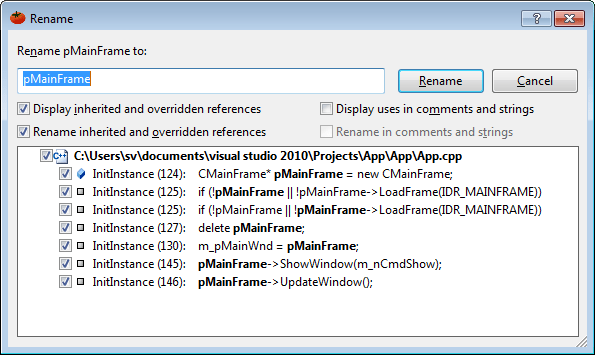Rename refactoring dialog