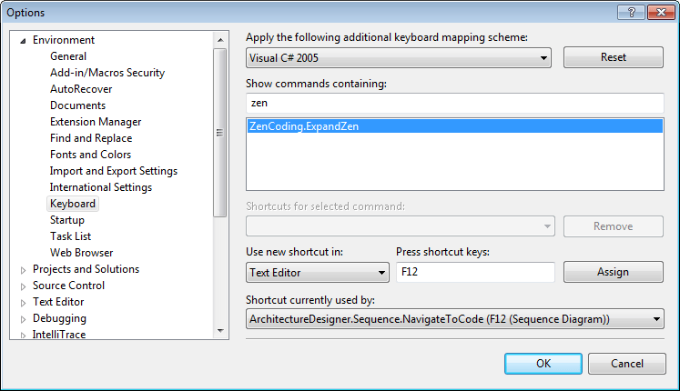 Assign a keyboard shortcut to the ExpandZen command Assign a keyboard shortcut to the ExpandZen command