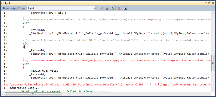 Colored template instantiations log