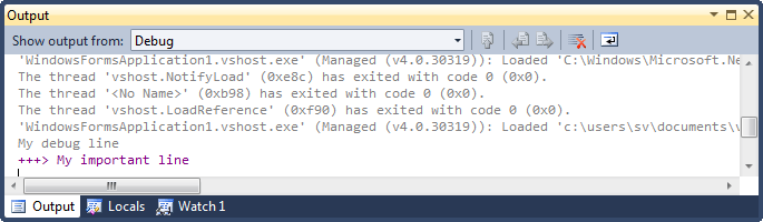 Coloring trace messages during a debug session
