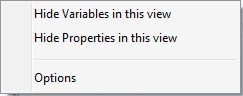 Options context menu
