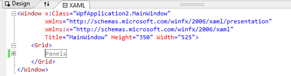 Collapsed region in XAML editor