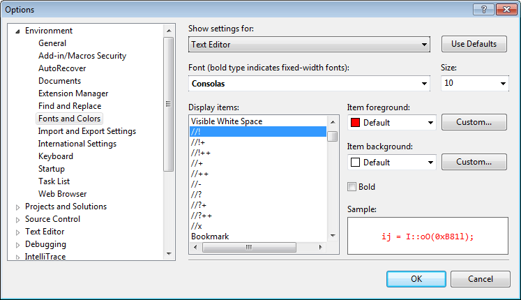 Comment color customization in Visual Studio options Comment color customization in Visual Studio options