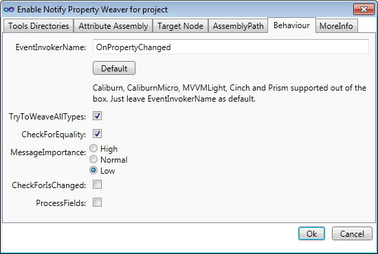 Notify Property Weaver behavior options