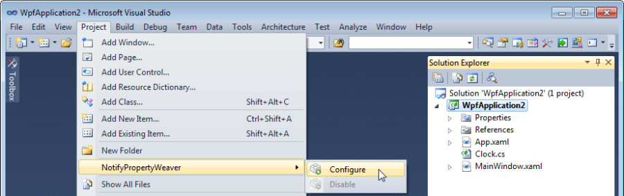 Notify Property Weaver configuration menu