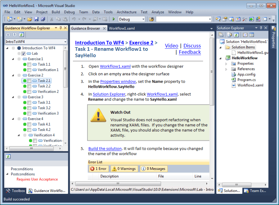 Hands On Lab content in Visual Studio 2010 Hands On Lab content in Visual Studio 2010