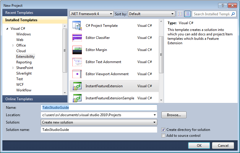 The new project dialog for Tabs Studio Guide The new project dialog for Tabs Studio Guide