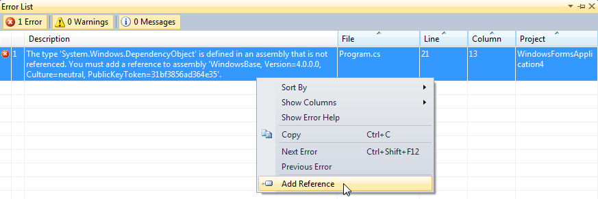 Add reference menu item in the build error description context menu Add reference menu item in the build error description context menu