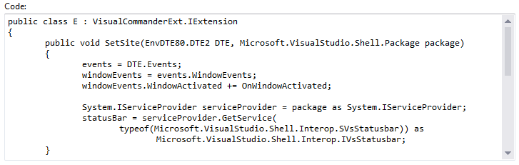 Sample extension code